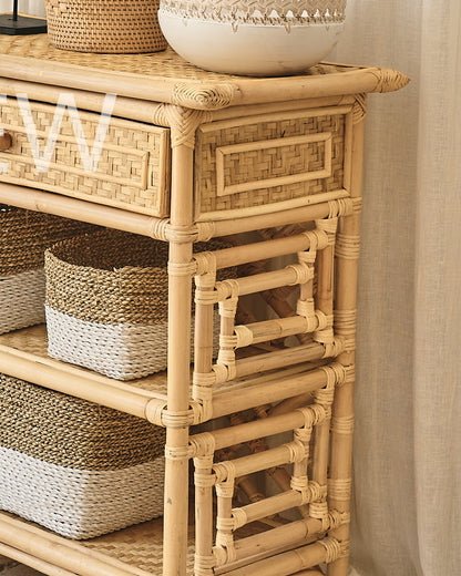 Bambu Design Rattan Console Shelves with top drawer