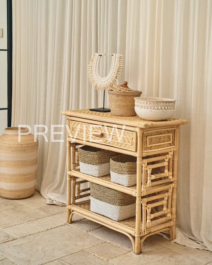 Bambu Design Rattan Console Shelves with top drawer