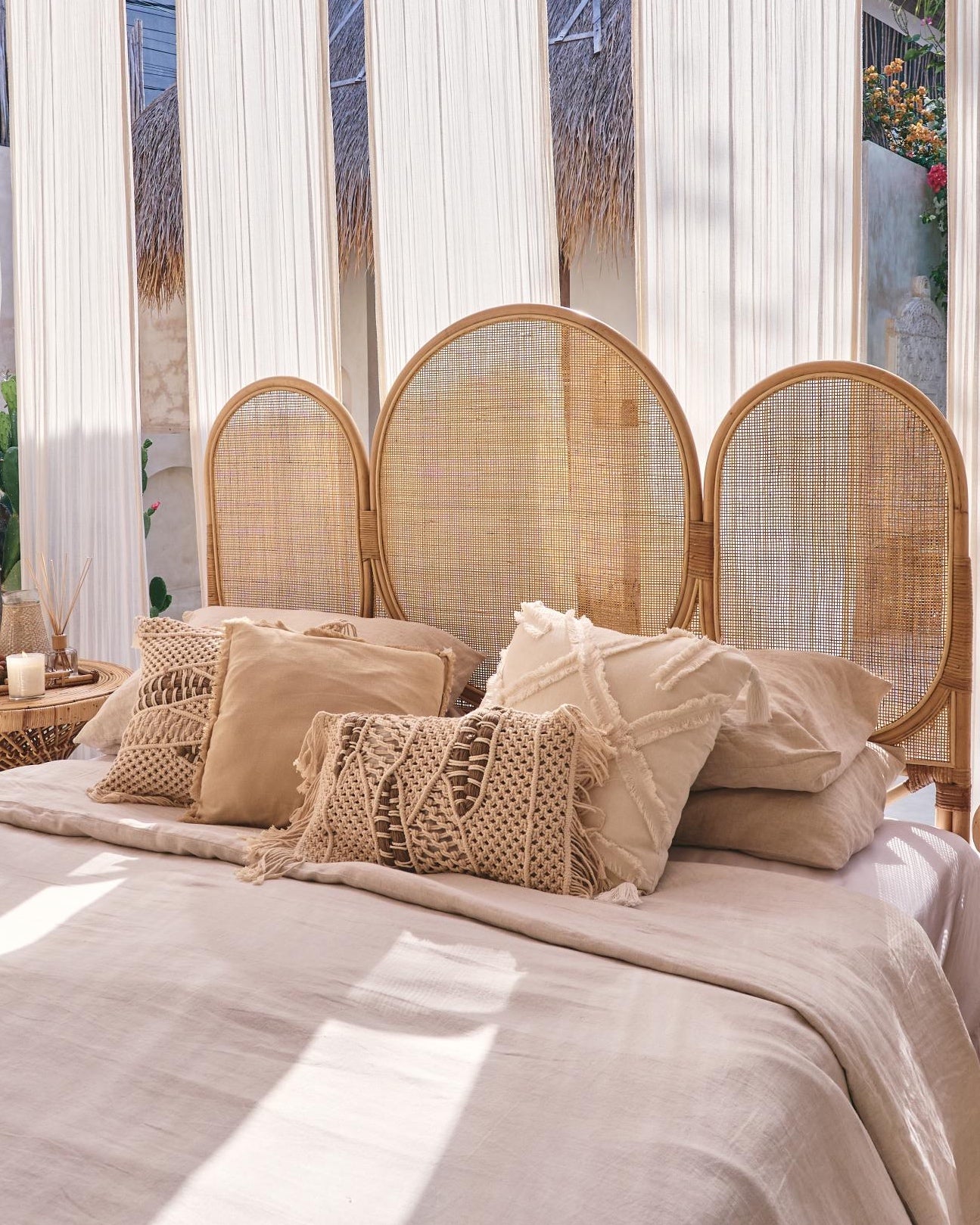 Borneo Tri-Suns Rattan Bedhead