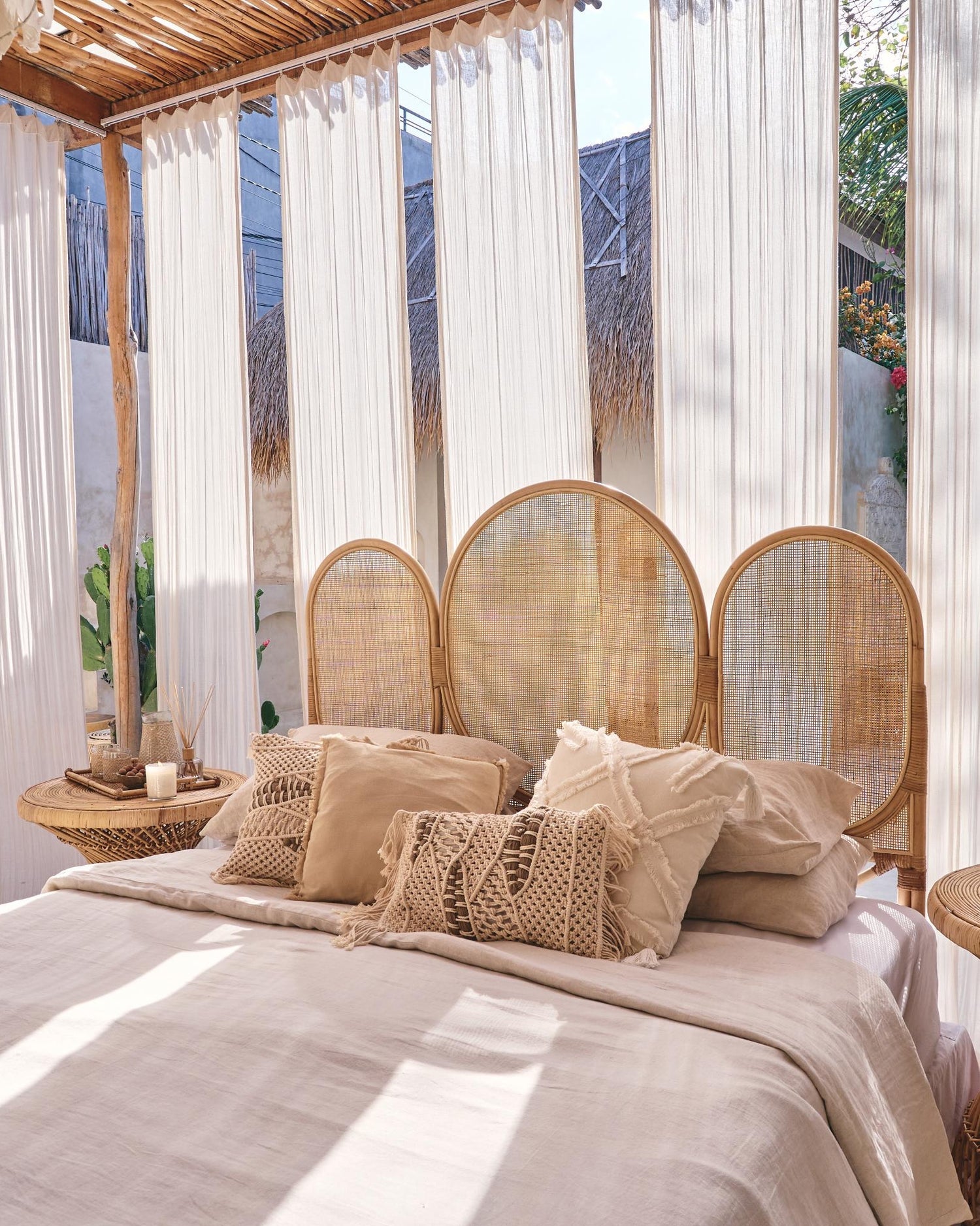 Borneo Tri-Suns Rattan Bedhead