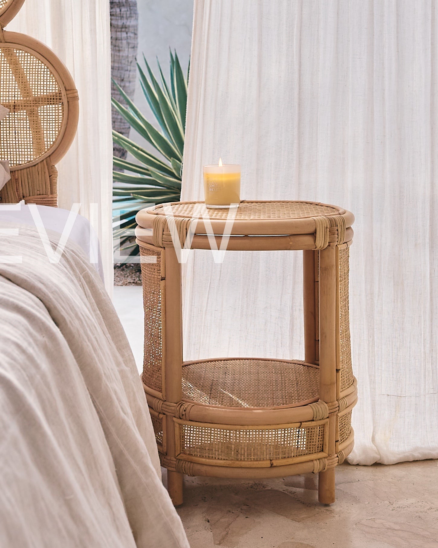 Bulat Rattan Weave Open Side Table - Paddington delivery