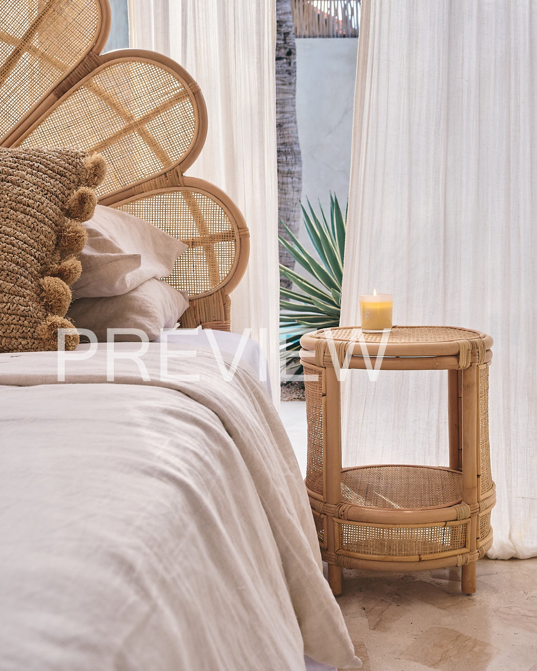 Bulat Rattan Weave Open Side Table