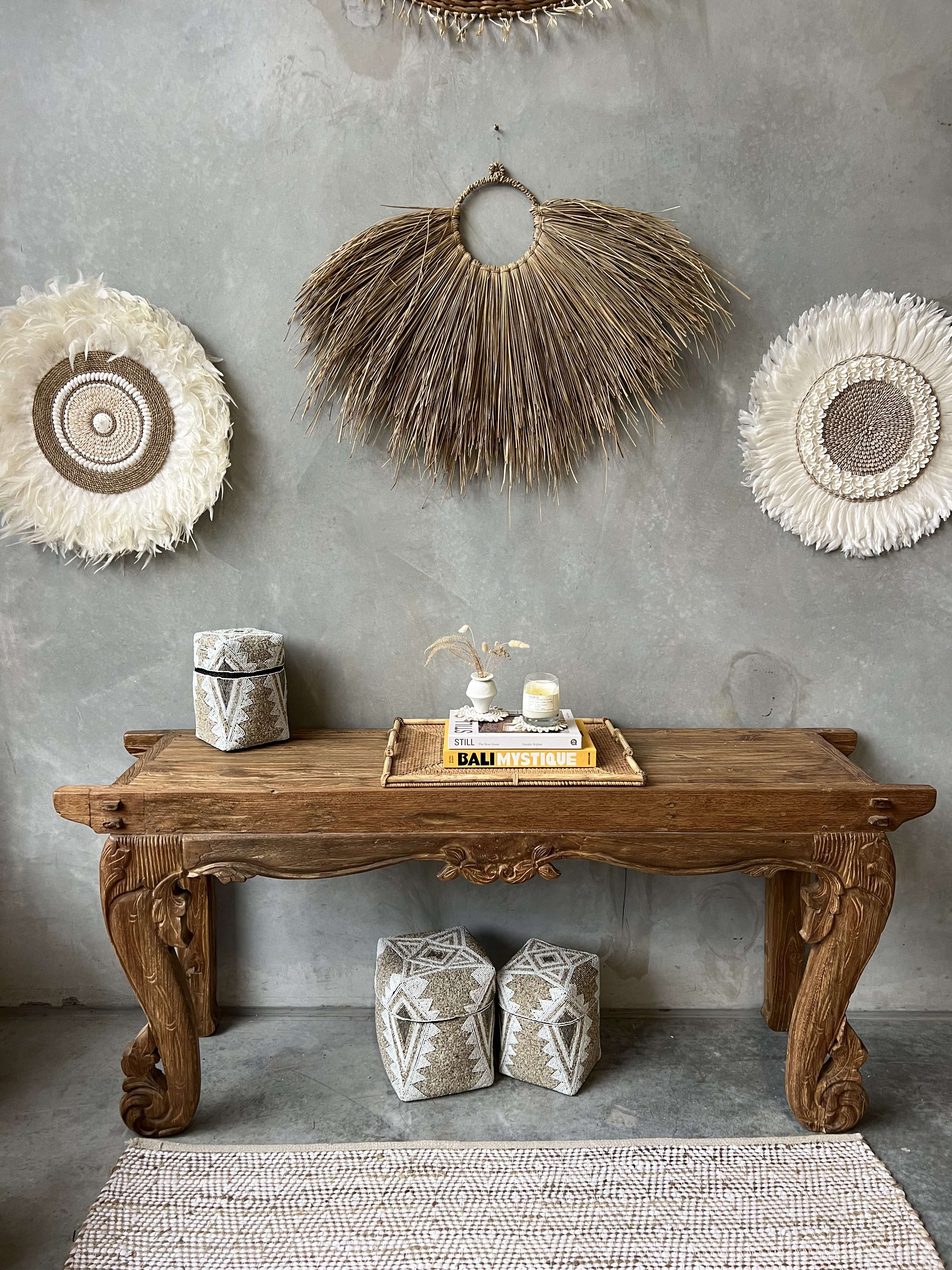 Carved Teak Waves XL Console Table