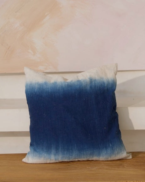 Biru Indigo &amp; White Gradient Natural Dye Cushion Cover, 50x50cm