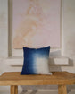 Biru Indigo & White Corner Gradient Natural Dye Cushion Cover, 50x50cm