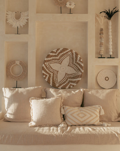 Blush Diamond Cream Cushion Cover  with corner tassels - 45x45cm