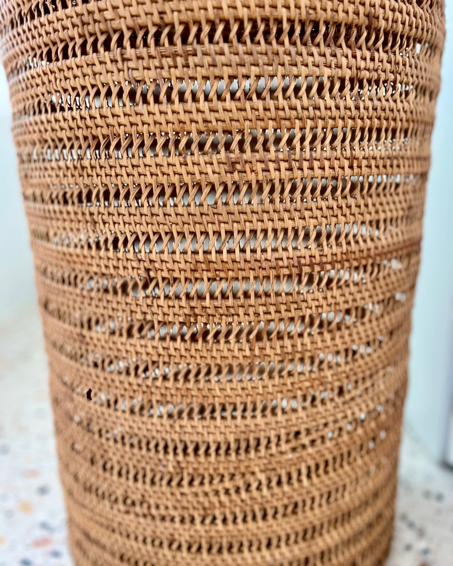 Large Natural Spiral Woven Laundry Blanket Basket