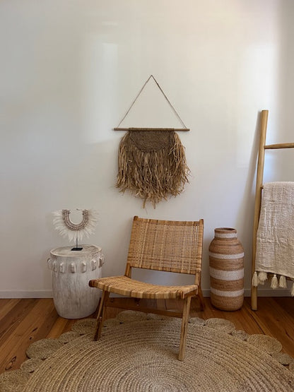 Raffia Macrame Weave Half Sun Wall Hang