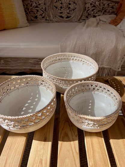 High Round White Cora Bowls