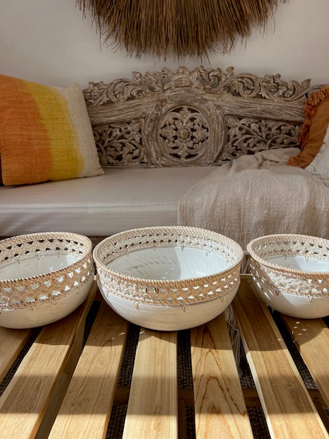 High Round White Cora Bowls