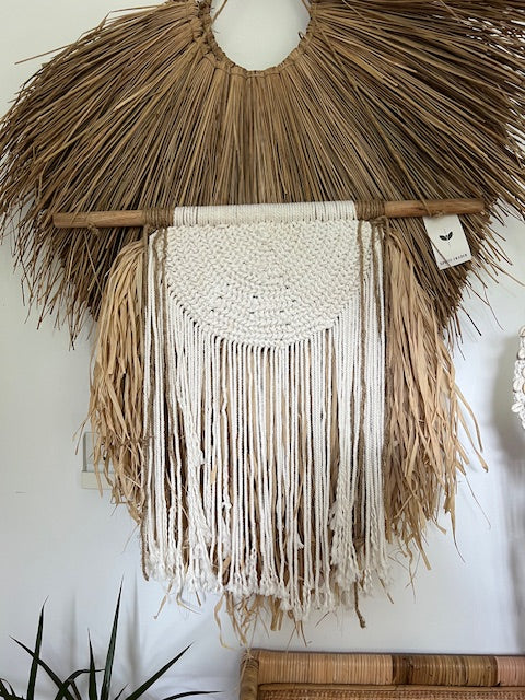 Raffia Macrame Weave Half Sun Wall Hang