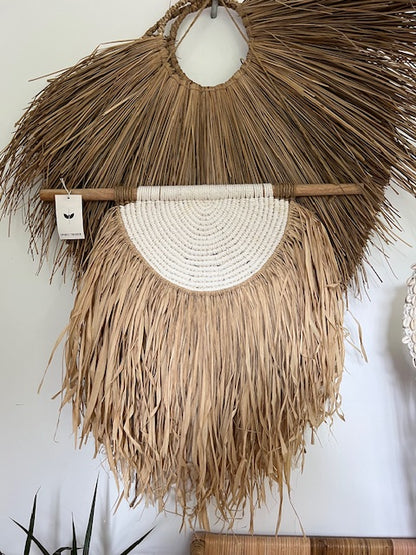 Raffia Macrame Weave Half Sun Wall Hang