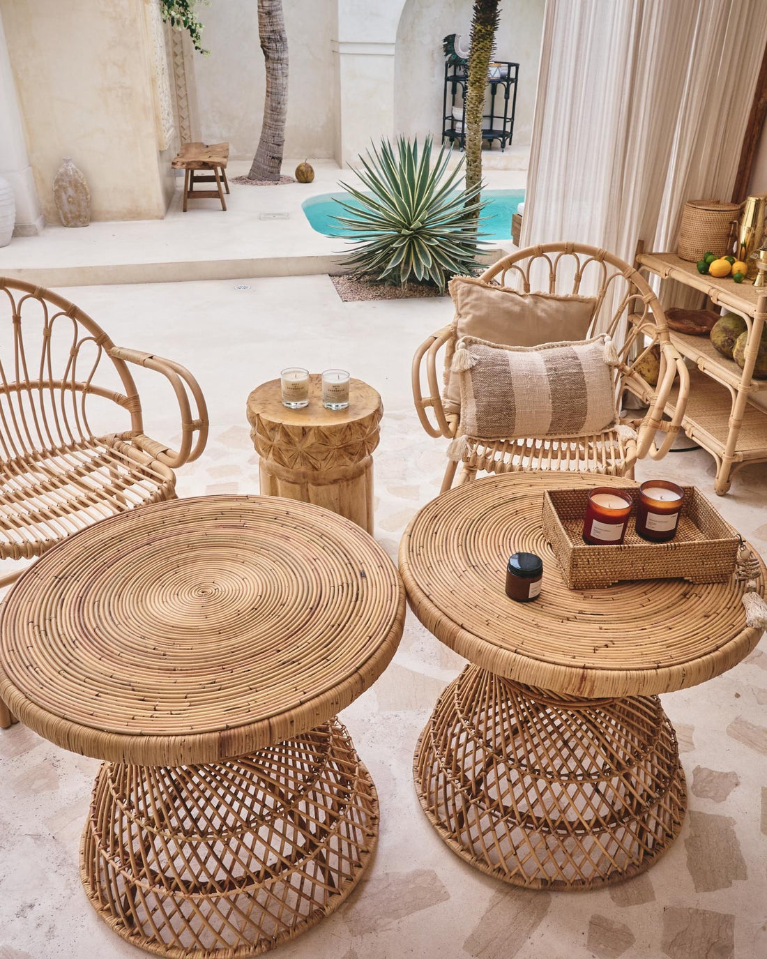 Karya Rattan Round Twisted Boho Table