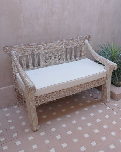 Sayang Whitewash Teak Carved Daybed