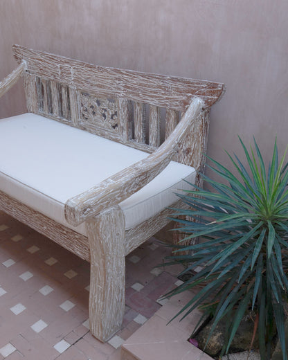 Sayang Whitewash Teak Carved Daybed