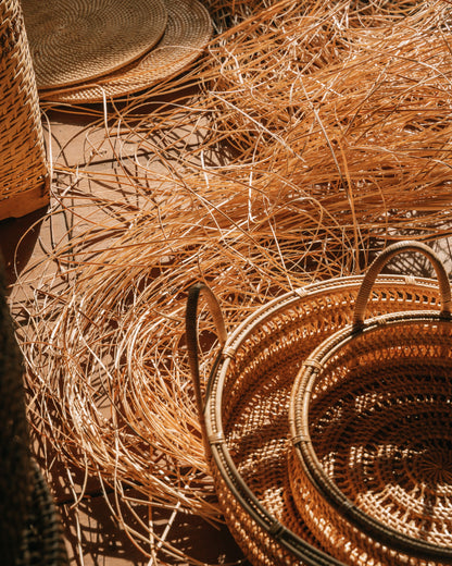 Rattan Spiral Weave Fruit Trays - Natural Colour