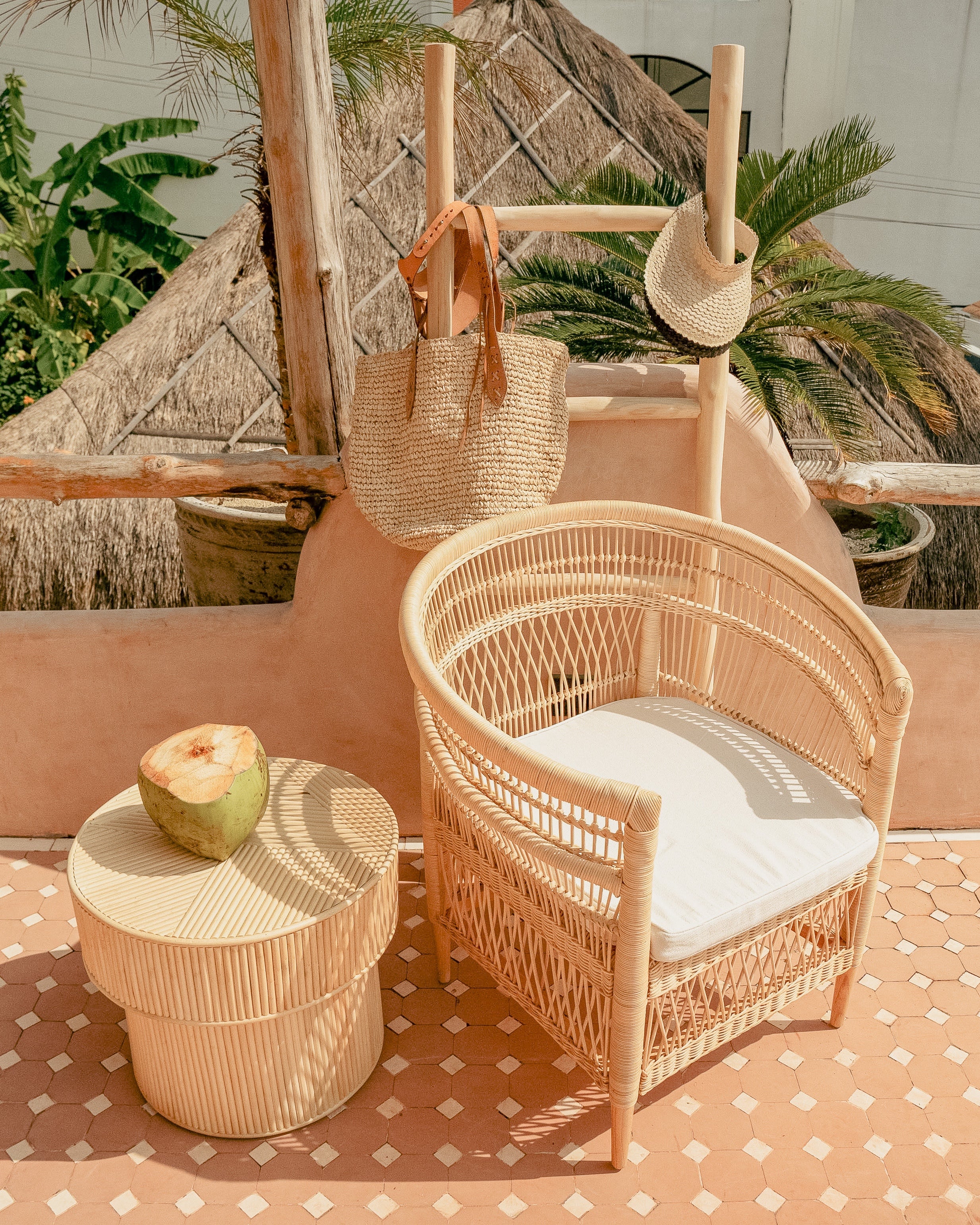 Indah Round Woven Rattan Side Table