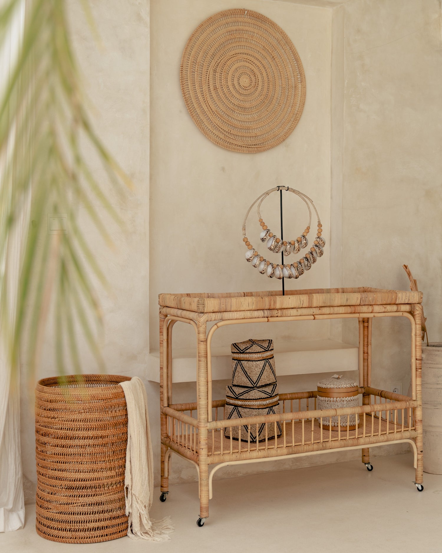 Woven Spiral Rattan Wall Hangs, Small Medium Large