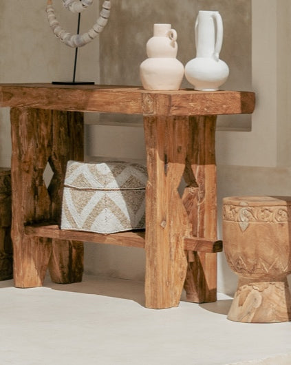 Teak Rustic Side Board Console Table