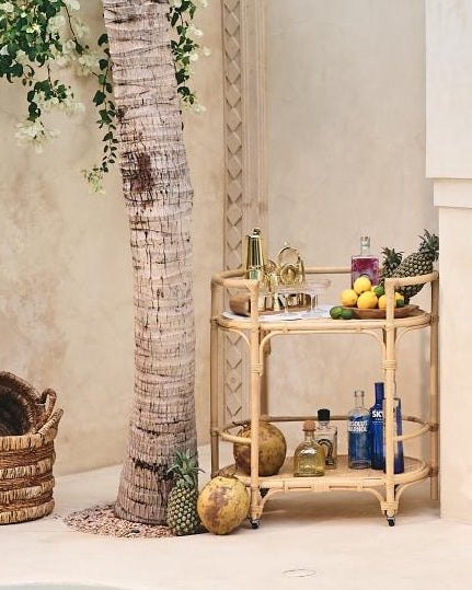 Soori Rattan Bar Cart Console Trolly - Natural