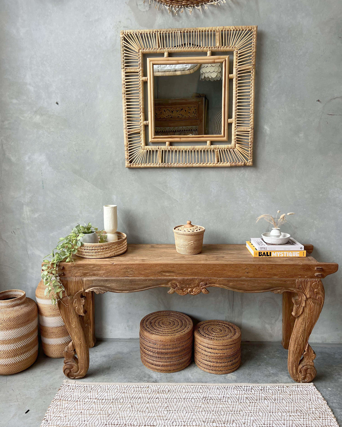 Muka Rattan Square Wall Mirror