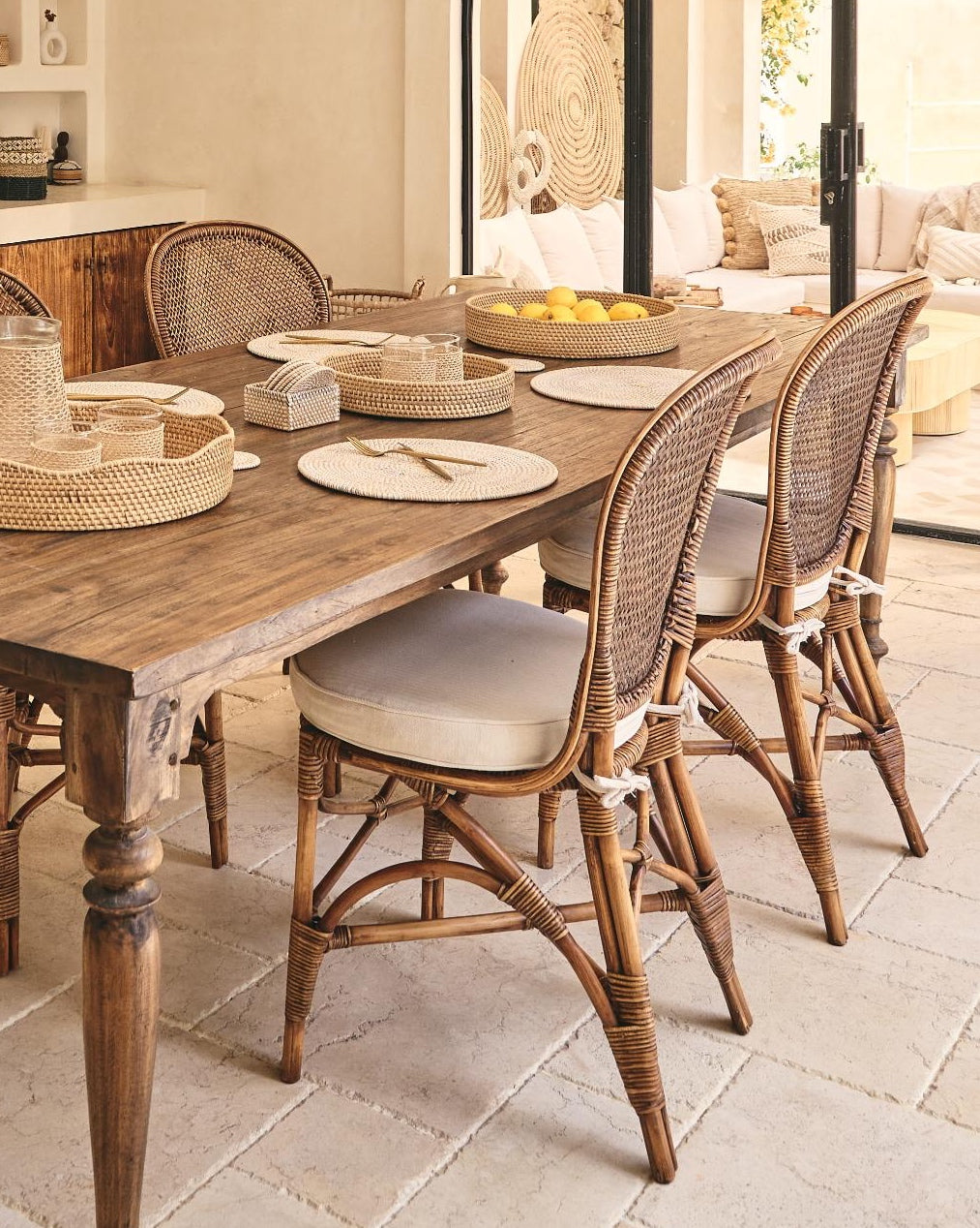 Sumatra Rattan Dining Chairs with seat cushion