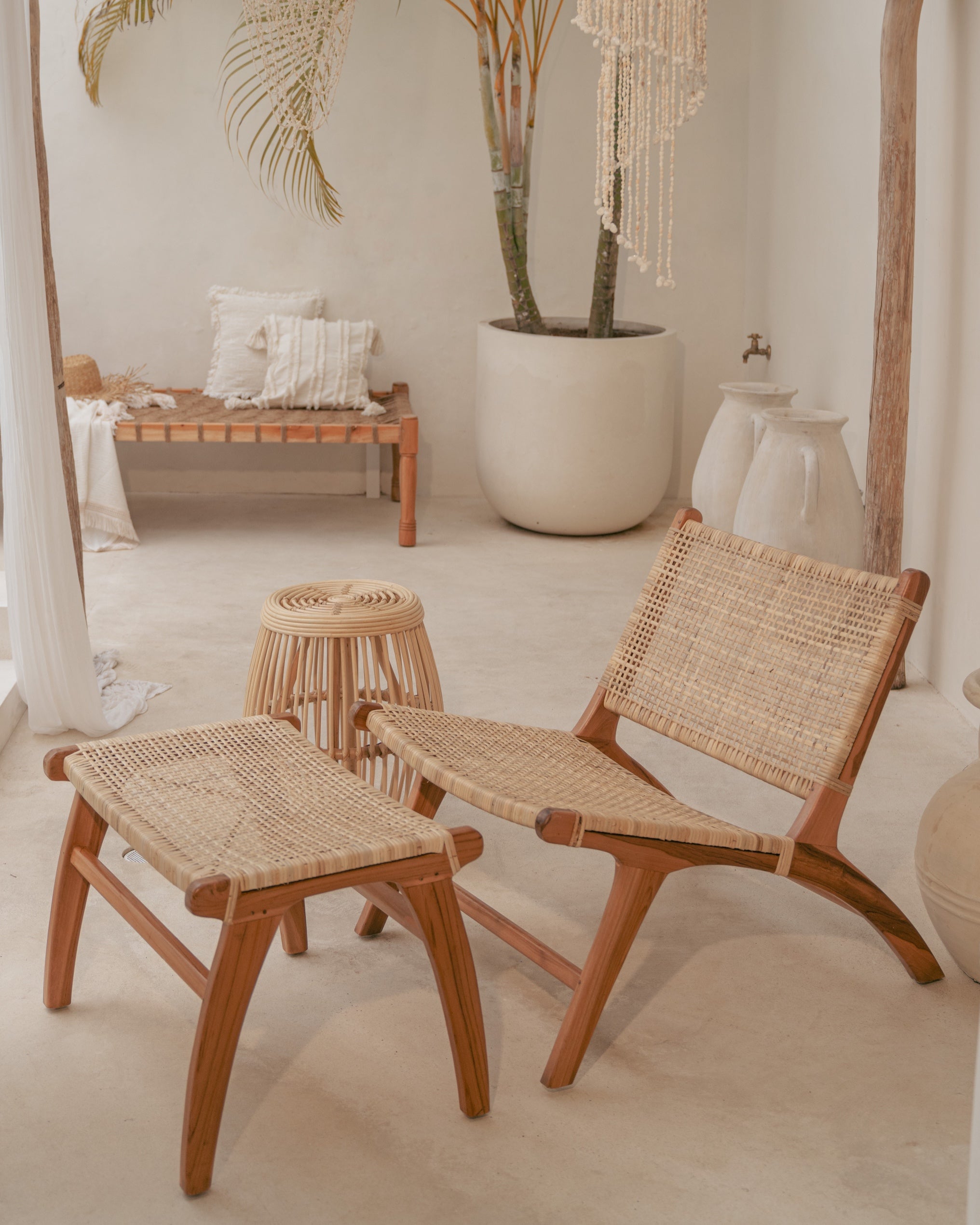 Sumba Teak Rattan Foot Stool