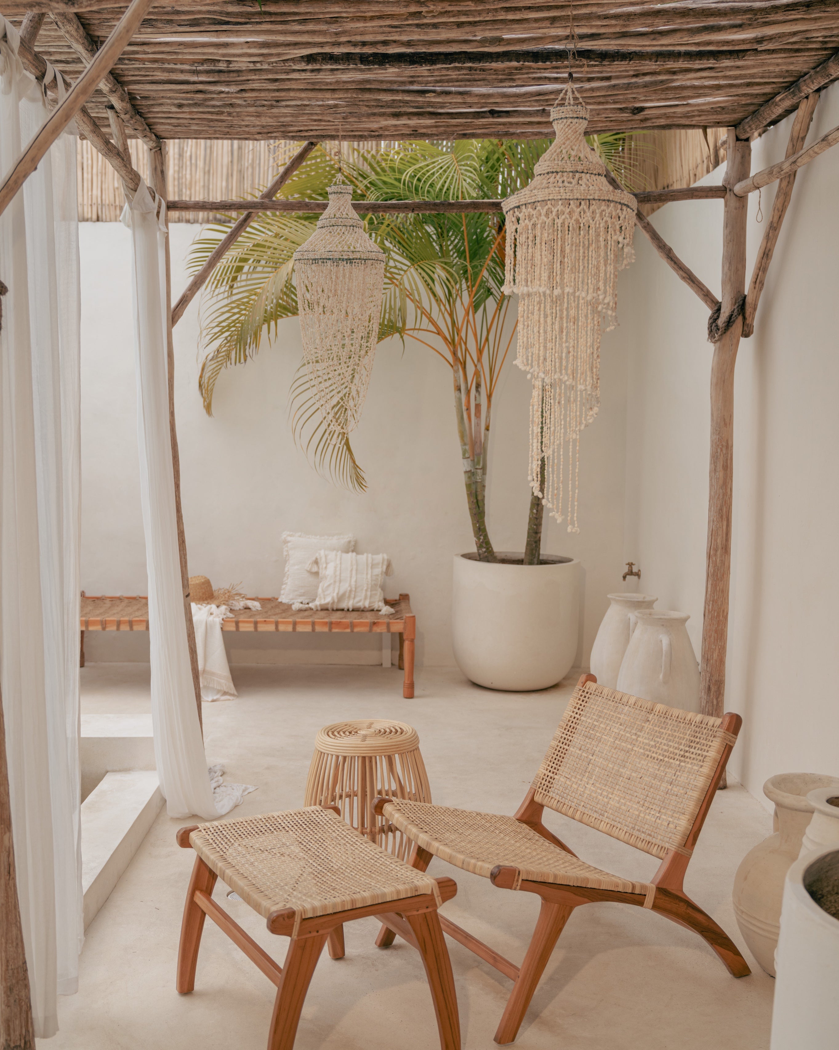 Sumba Teak Rattan Foot Stool