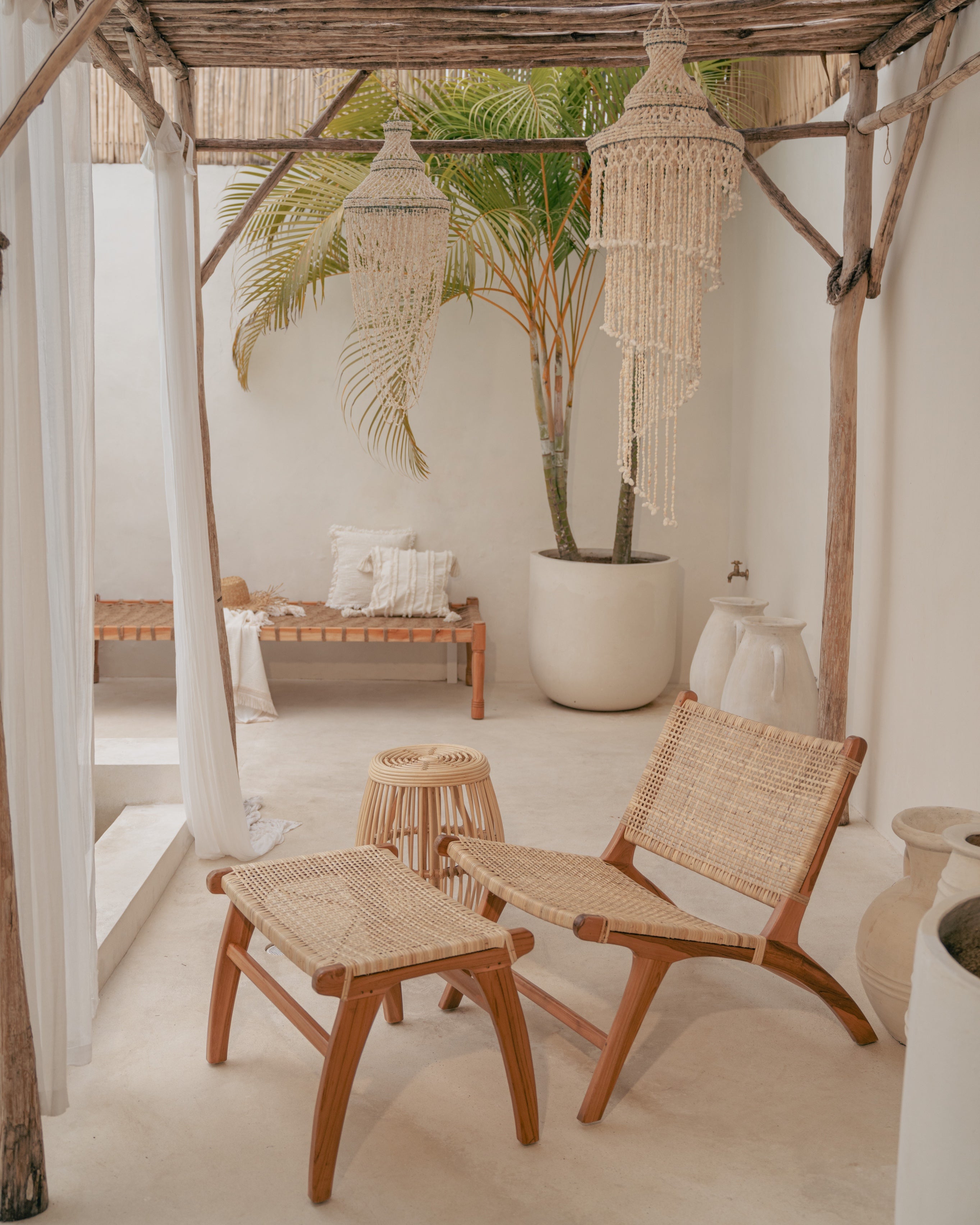 Sumba Teak Rattan Low Relax Lounge Chair