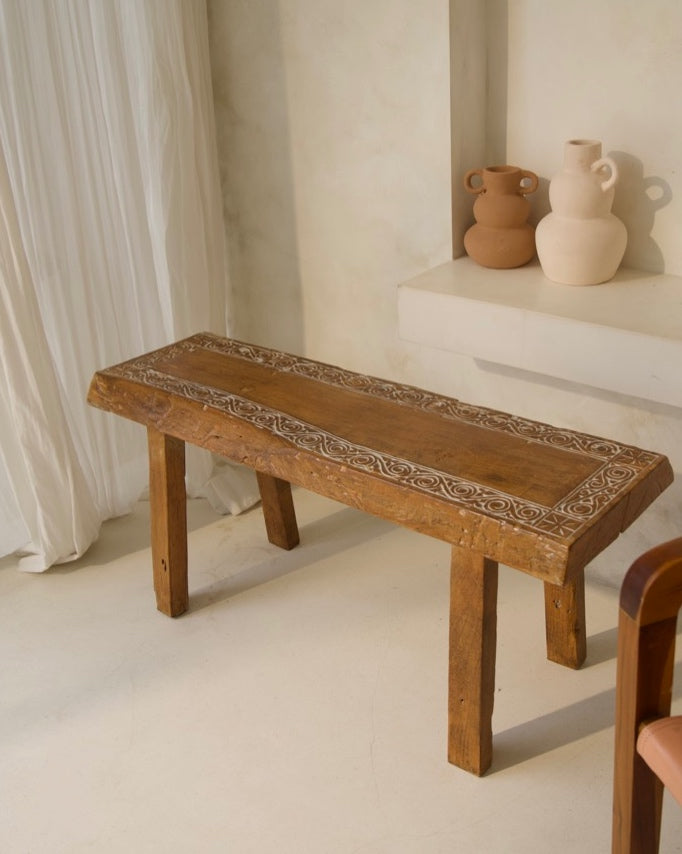 Timor Carved Teak Bench Seat