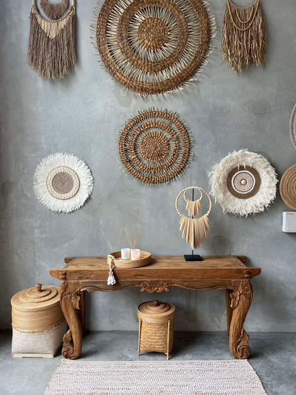 Carved Teak Waves XL Console Table