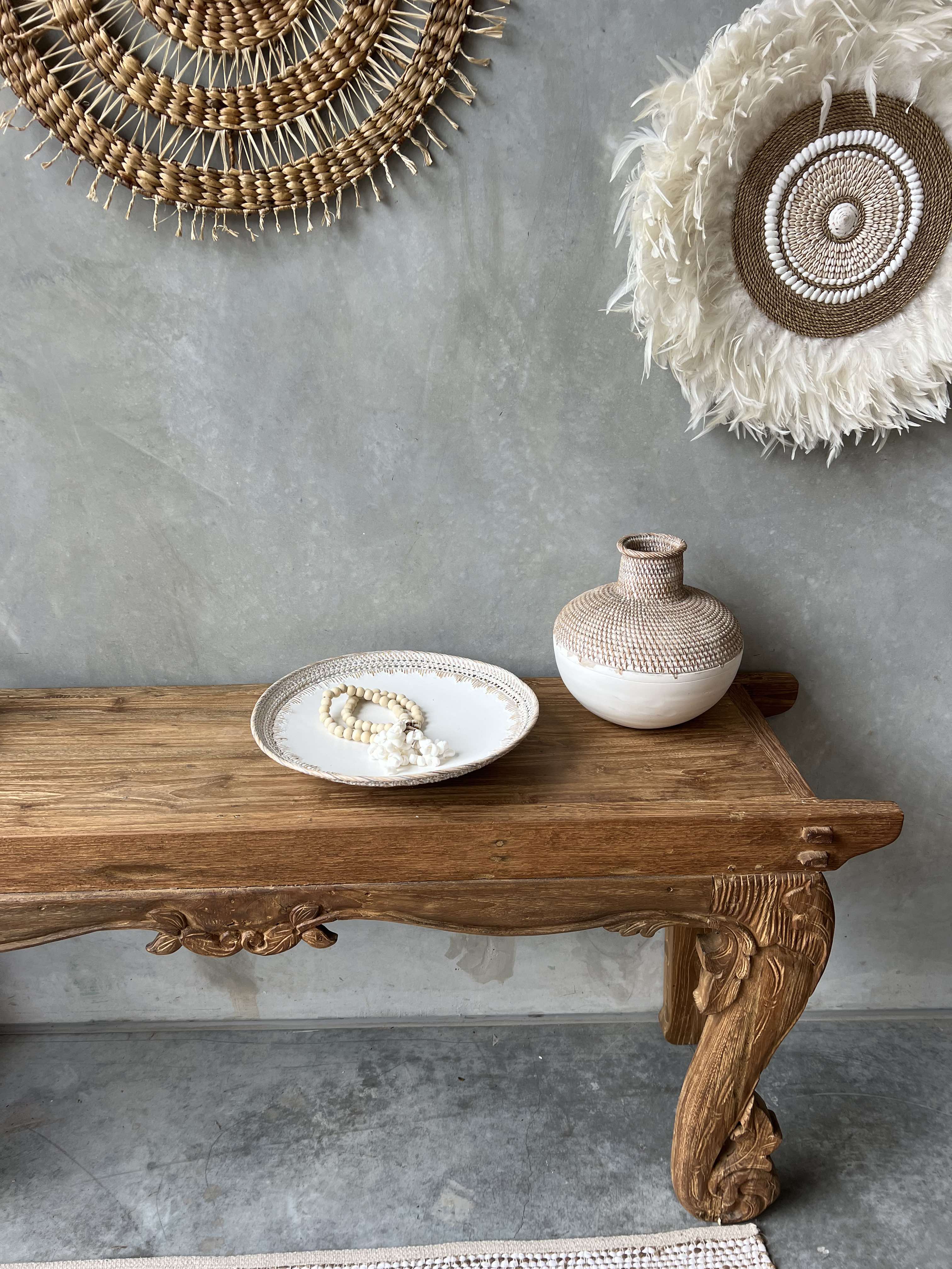 Carved Teak Waves XL Console Table