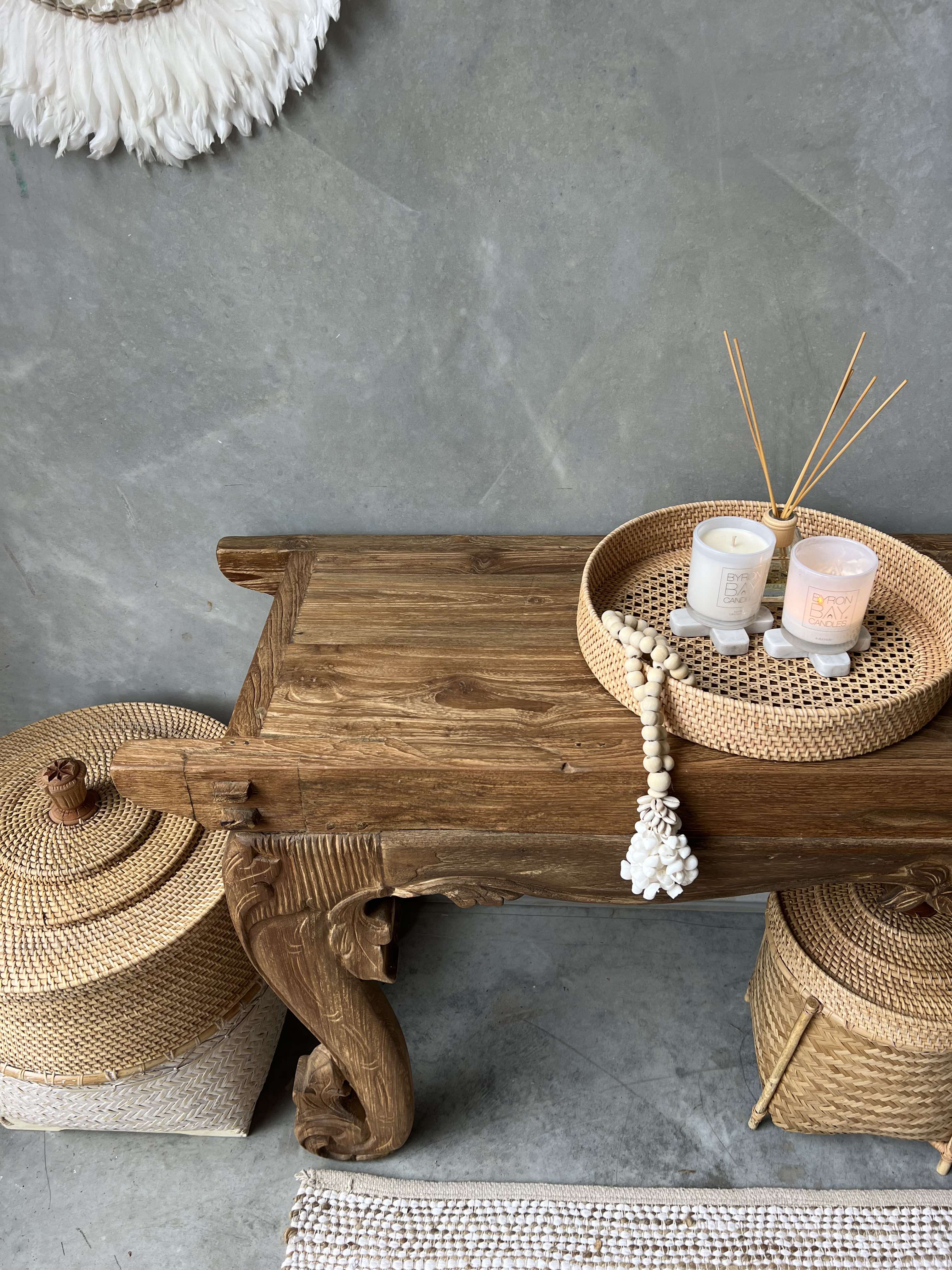 Carved Teak Waves XL Console Table