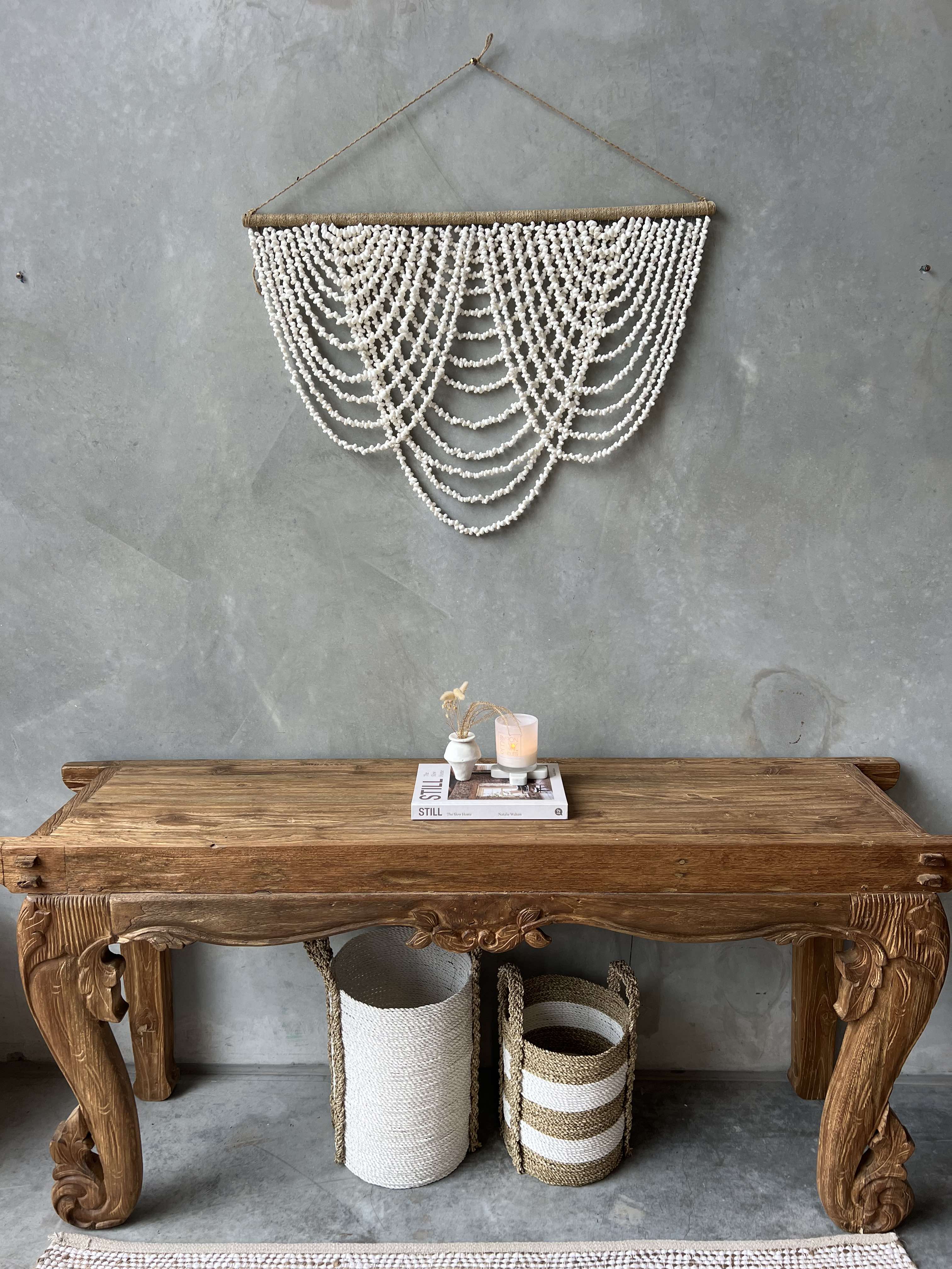 Carved Teak Waves XL Console Table