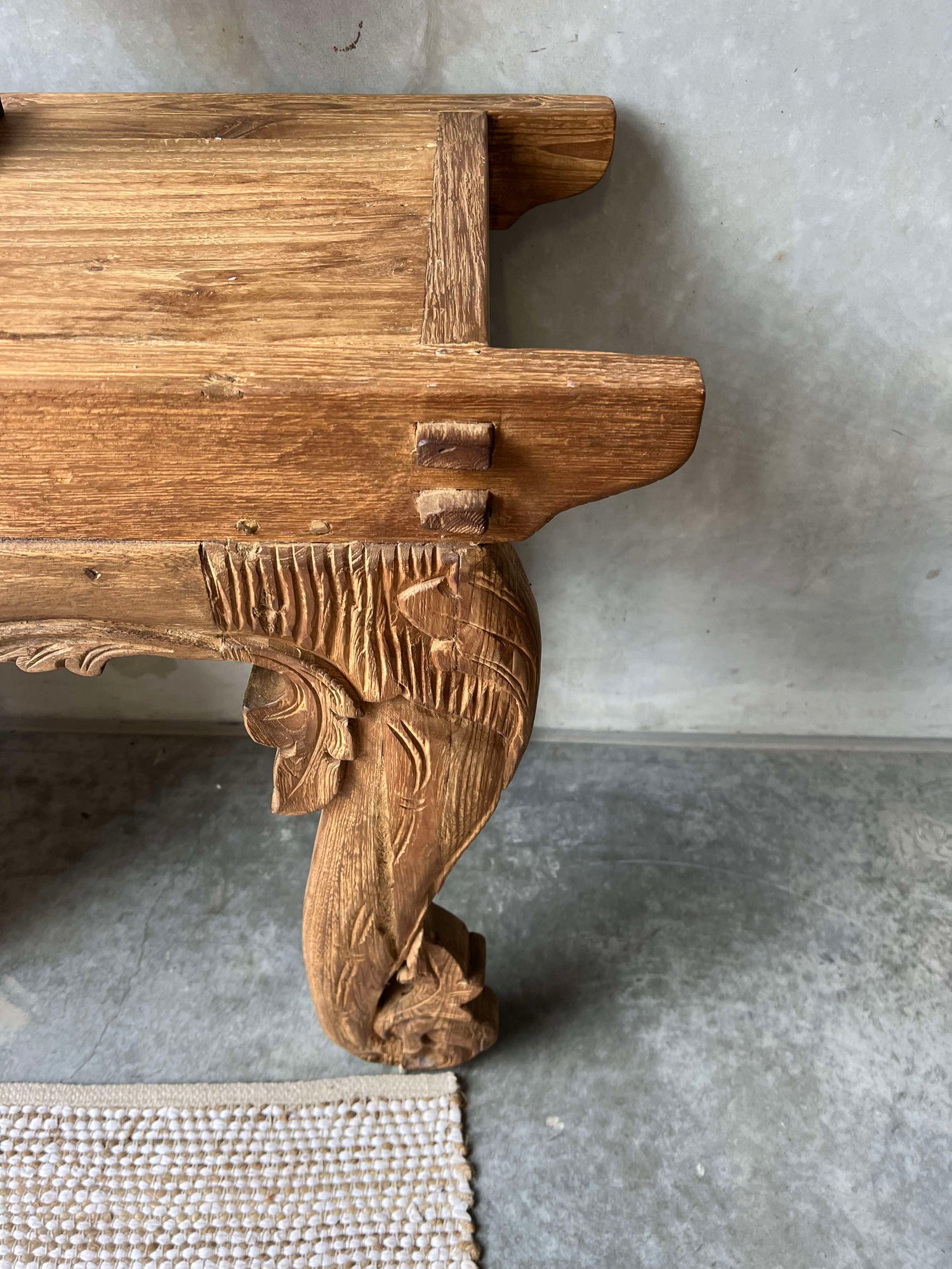 Carved Teak Waves XL Console Table