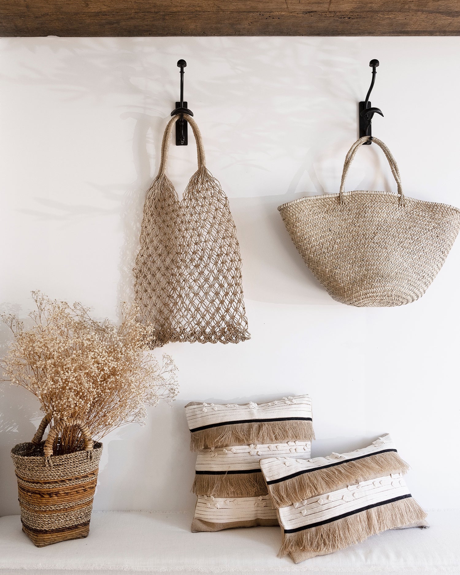 Woven Farmers Beach Basket Bag