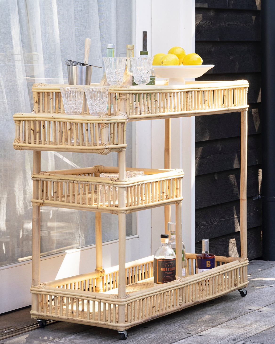 Seseh Rattan Bar Cart Console Trolley