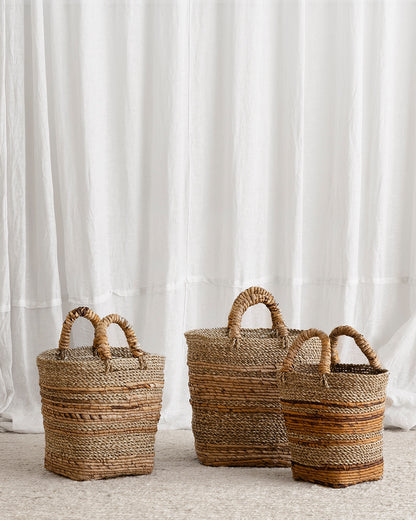 Natural Multi-texture Seagrass Baskets - Small, Medium, Large