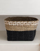 Seagrass Rectangular Basket with shell border detail - black natural, S, M, L