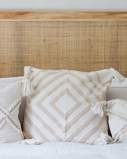 Blush Diamond Cream Cushion Cover  with corner tassels - 45x45cm