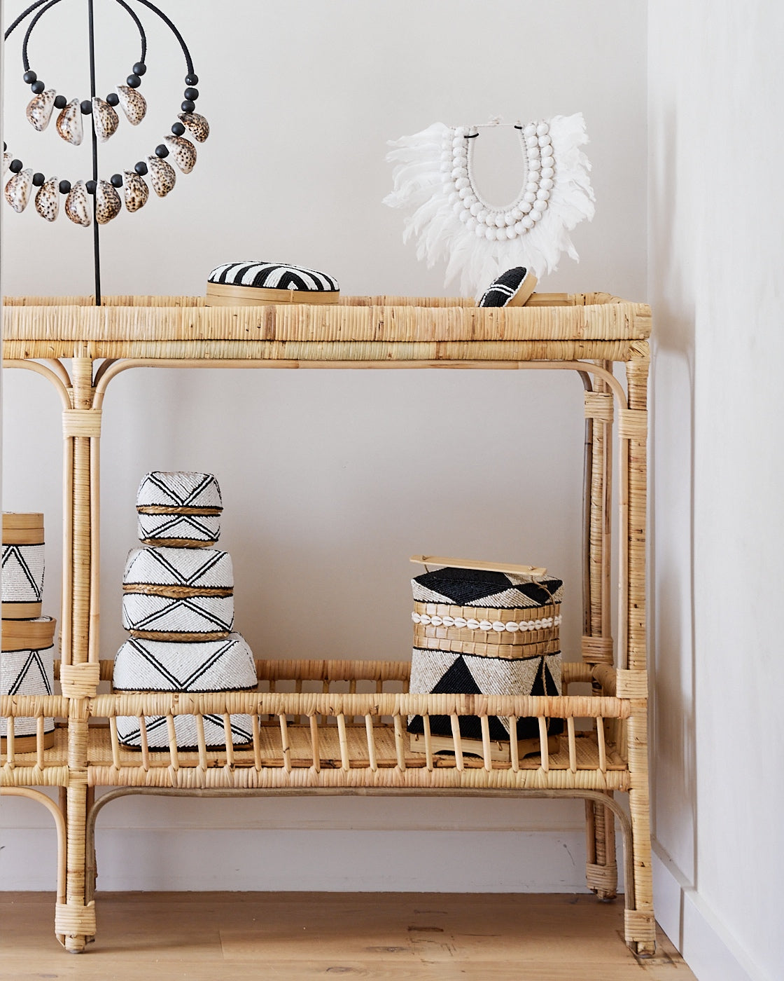 Mentawi Long Woven Rattan Console