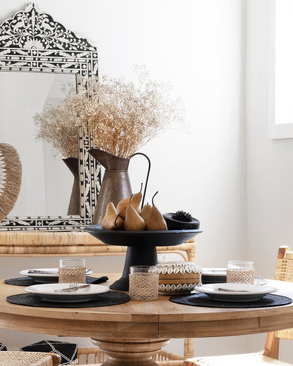 Handmade Black Beaded Round Placemats