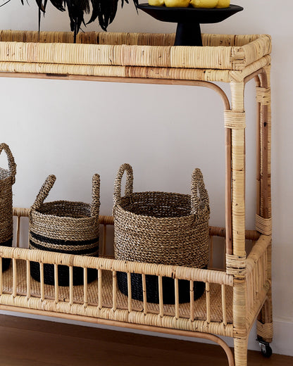 Mentawi Rattan Bar Cart Console Trolley