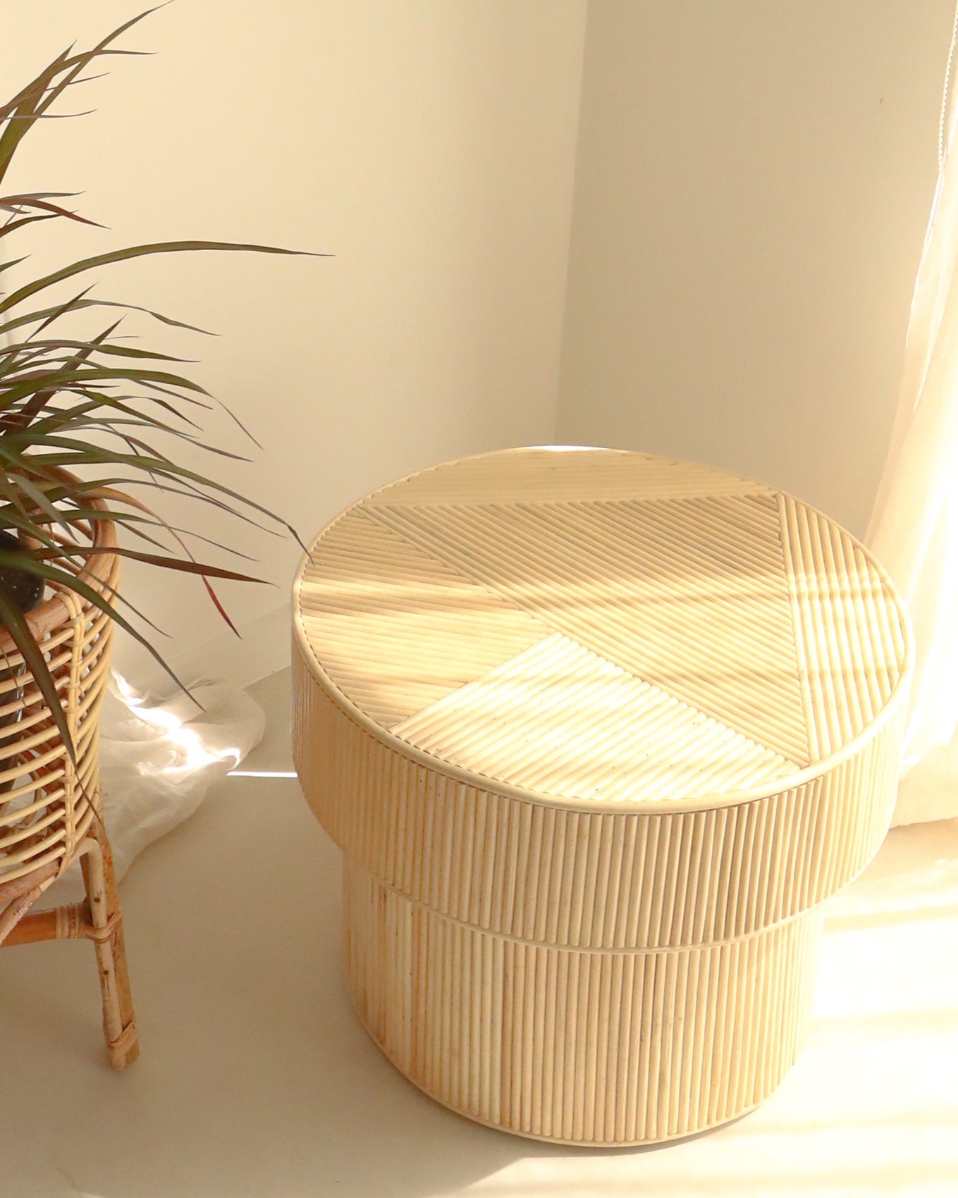 Indah Round Woven Rattan Side Table