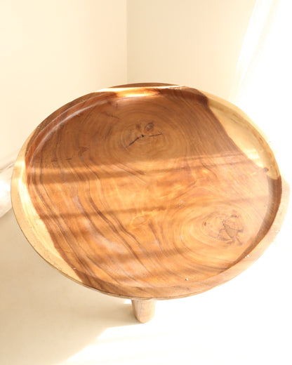 Komodo Carved Wood Round Coffee Side Tables