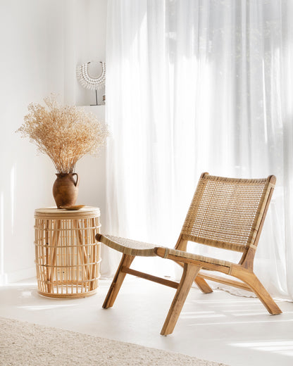 Sumba Teak Rattan Low Relax Lounge Chair