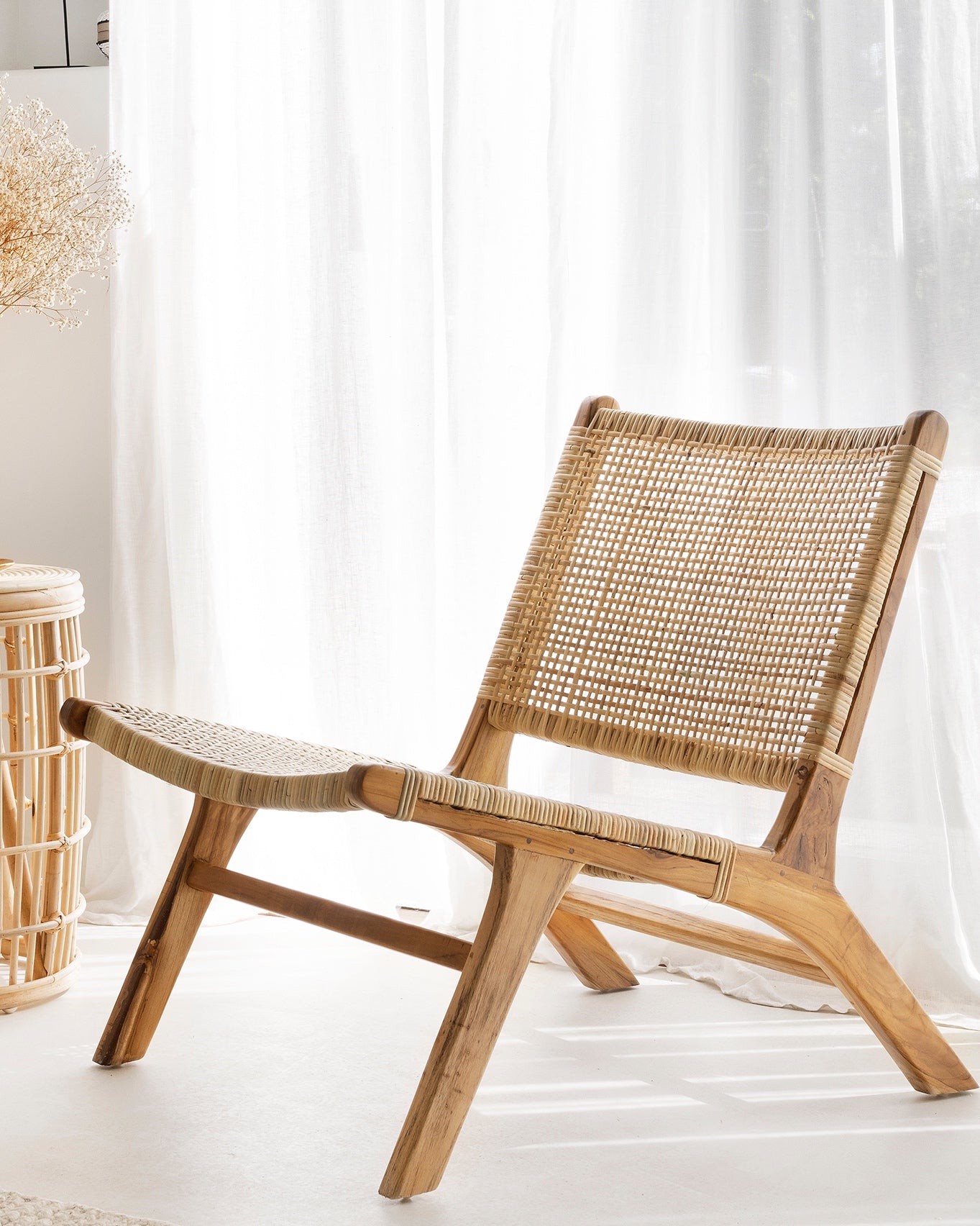 Sumba Teak Rattan Low Relax Lounge Chair