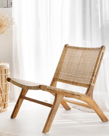 Sumba Teak Rattan Low Relax Lounge Chair