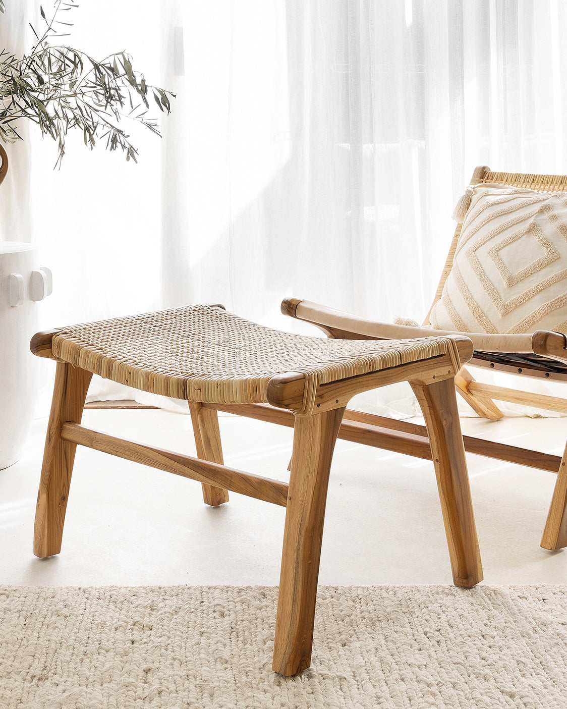 Sumba Teak Rattan Foot Stool