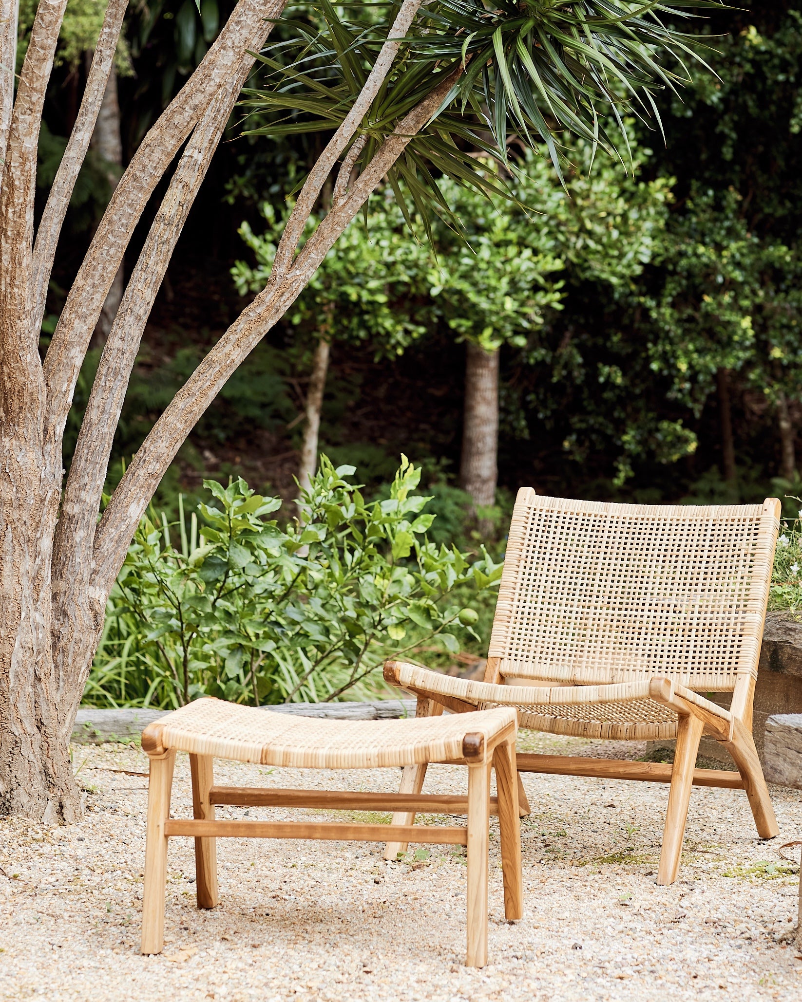 Sumba Teak Rattan Foot Stool